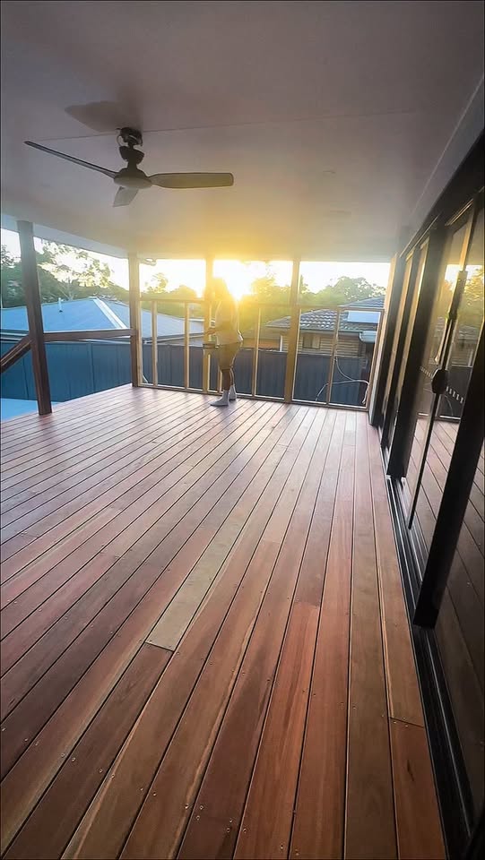 Covered outdoor timber decking shown in AdvaPaint’s deck-oiling post.